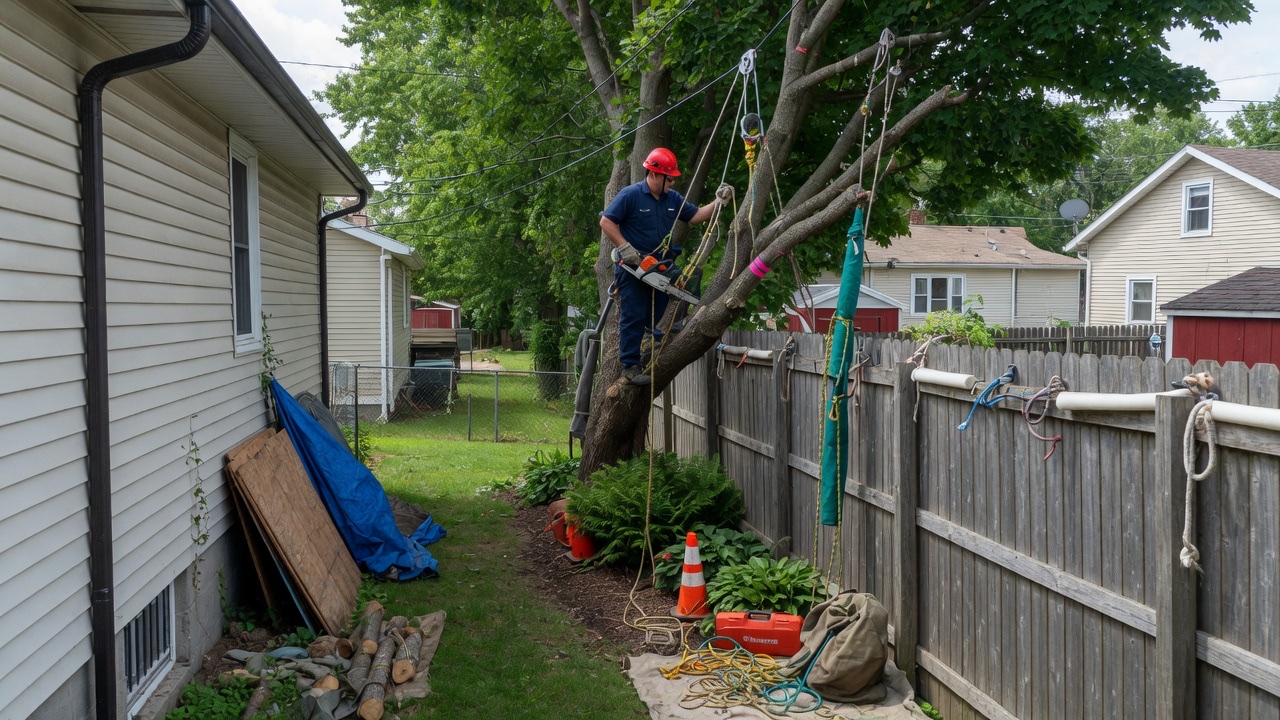 Backyard access job — Tight-space removal without property damage