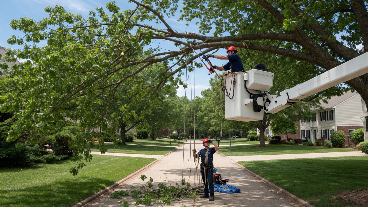 Canopy lift & thin — Improved light and clearance over the driveway