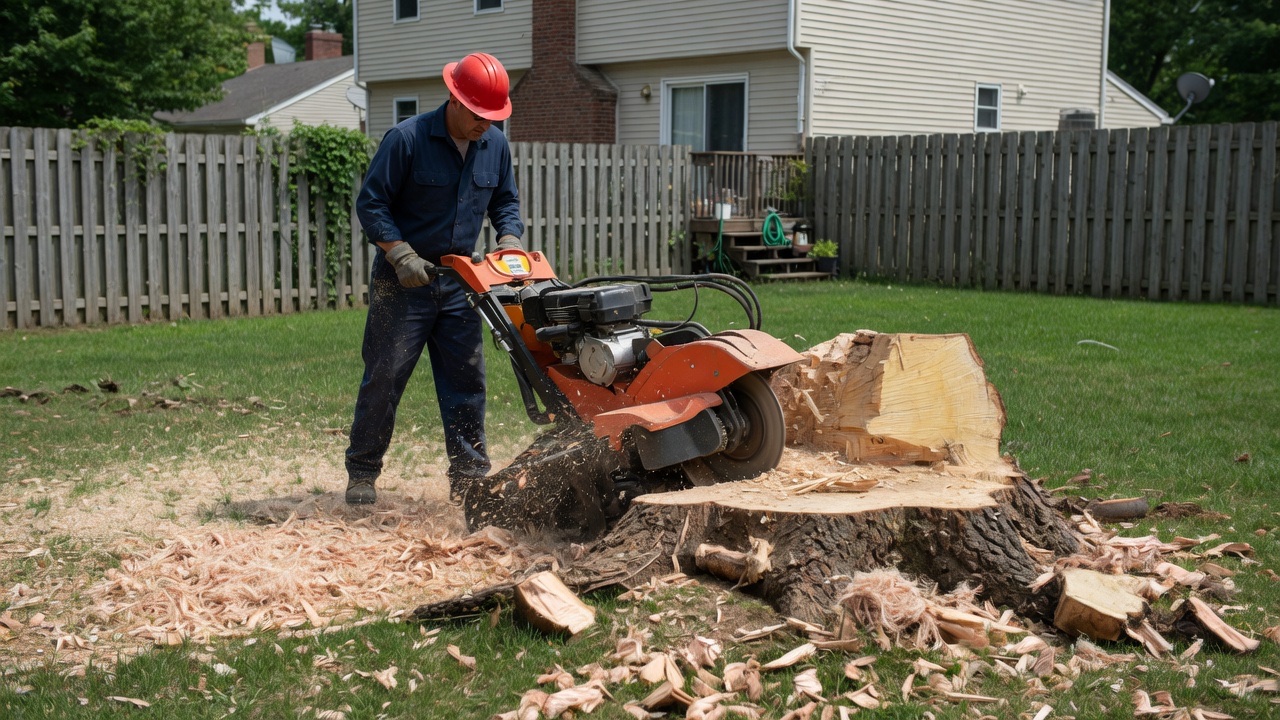 Stump grind & finish — Yard ready for new grass and landscaping